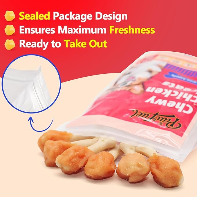Dog Treats Chicken-Wrapped Calcium Bone Chew, Rich in Taurine, Suitable for Small, Medium, Large Dogs. Clean Teeth Freshen Breath. Use Training Reward Each Pack Contains 10.58 Ounces.
