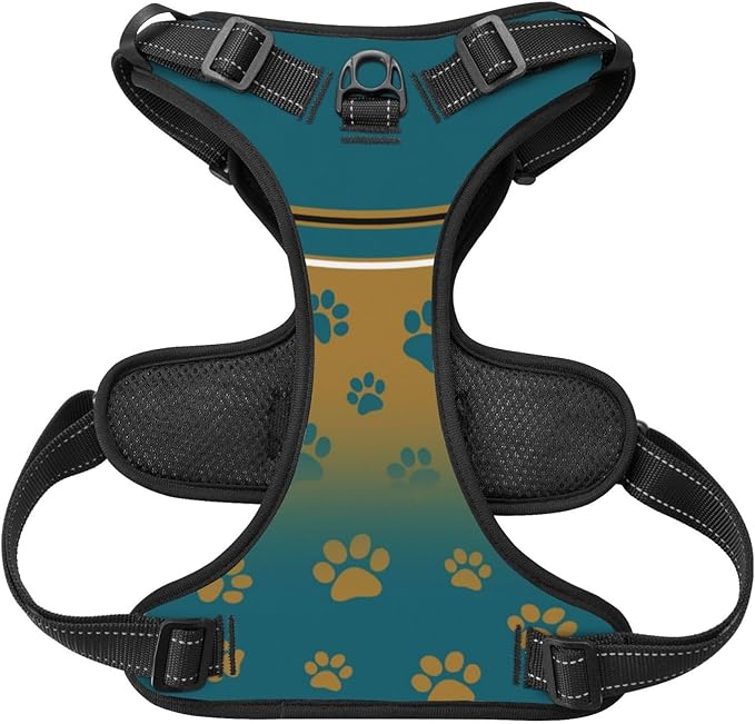 Custom Jacksonville Dog Harness with Reflective Stripes Personalized Name and Number Dog Vest Harness with Pet Traction Rope for Small Medium Large Dog