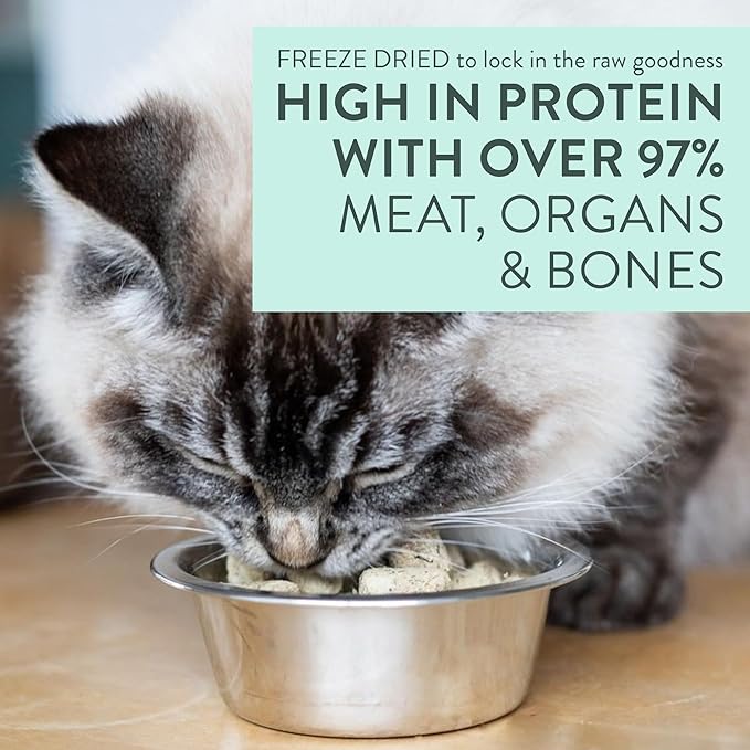 The New Zealand Natural Pet Food Co Meow Freeze Dried Cat Food - Lamb & Hoki Recipe, High Protein Treats, Meals & Toppers, Dry Cat Food,1.76 oz