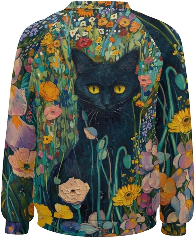 Long Sleeve Shirts for Women Cat Oil Painting Shirt 3D Graphic Sweatshirts Fall Pullover Crewneck Vintage Boho Tops
