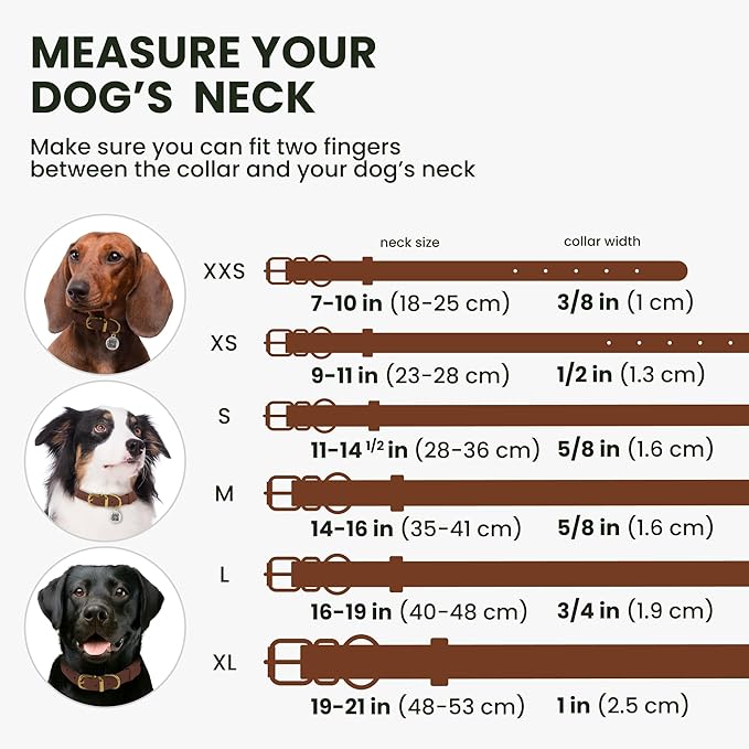 BronzeDog Rolled Leather Dog Collar with QR ID Tag, Adjustable Soft Round Collars for Small Medium Large Dogs Puppy (11" - 14 1/2" Neck Size, Cognac Brown)