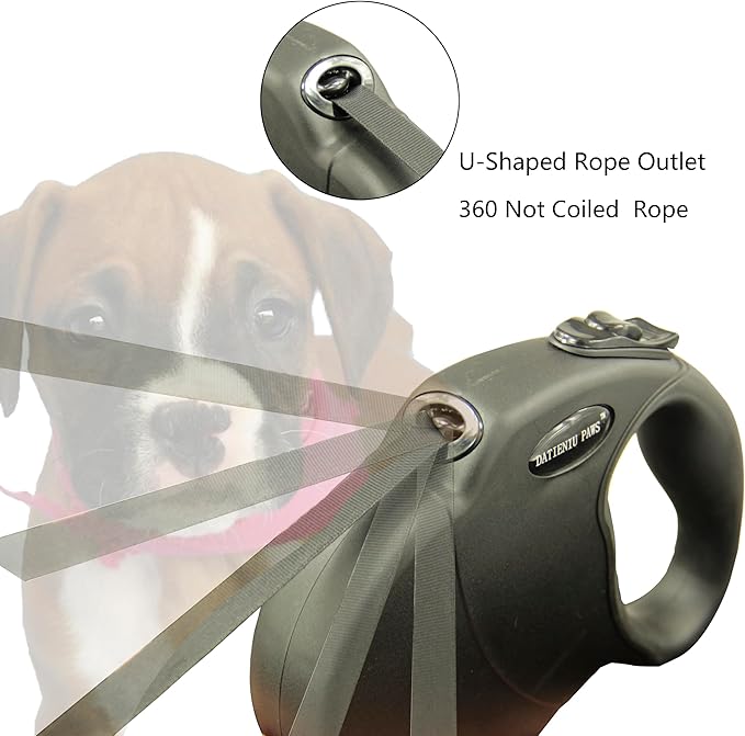 Retractable Dog Leash Hands-Free Adjustable Length 13ft with Safety Lock Durable Nylon Belt for Small Medium Large Dogs Easy Walk Training Portable Dog Leash Black S