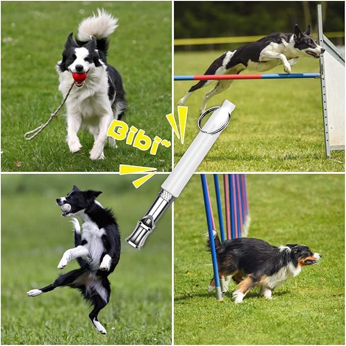 2 Pack Dog Whistle, Dog Whistle to Stop Barking Neighbors Dog, Adjustable Ultrasonic Silent Dog Training Whistles(Black and White with Lanyard)