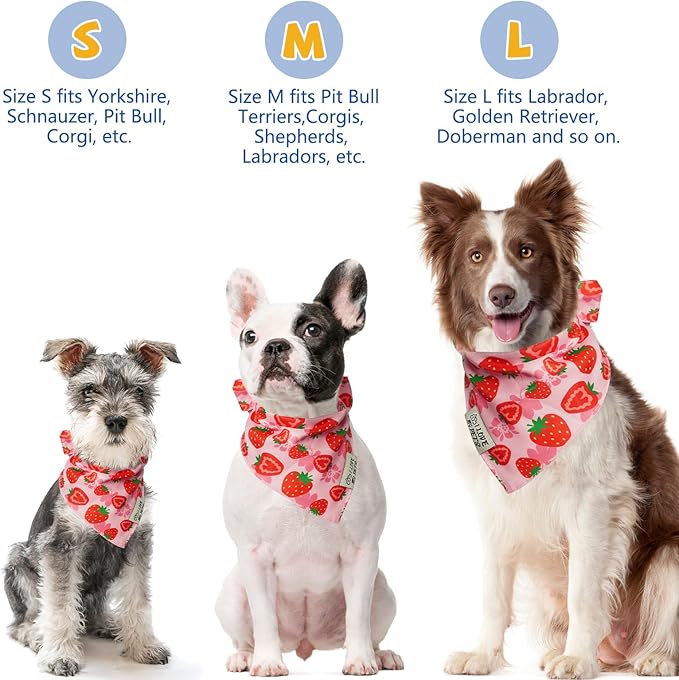 SCENEREAL Summer Dog Bandana, Double Side Dog Scarf for Small Medium Large Dogs Cats Puppy,Holiday Bandanas for Dogs Boys Girls, Premium & Soft Fabric Pet Accessories for Birthday Party Days, (Size S)