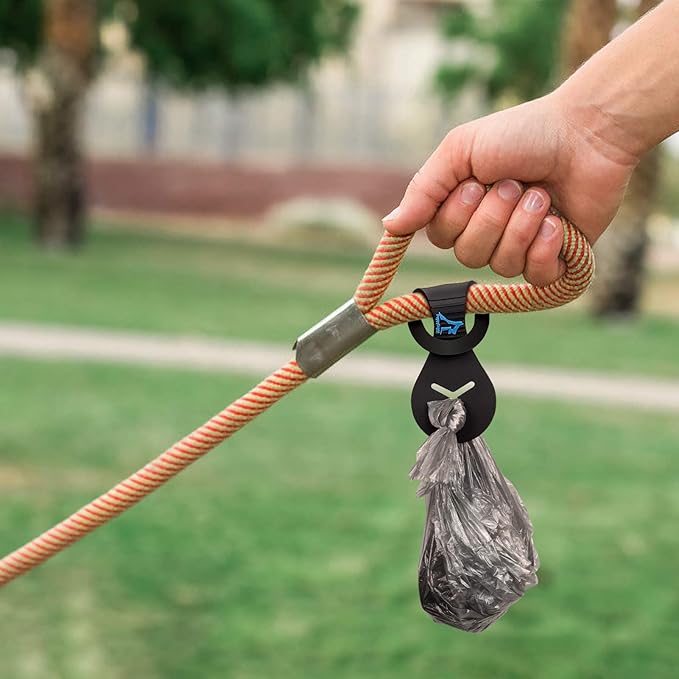 PuppyDoggy Dog Poop Bag Holder for Leash Waste Bag Carrier Dog Poop Bag Dispenser for Walking Running Bicycle Accessory 2 Pieces (Black + Light Green)