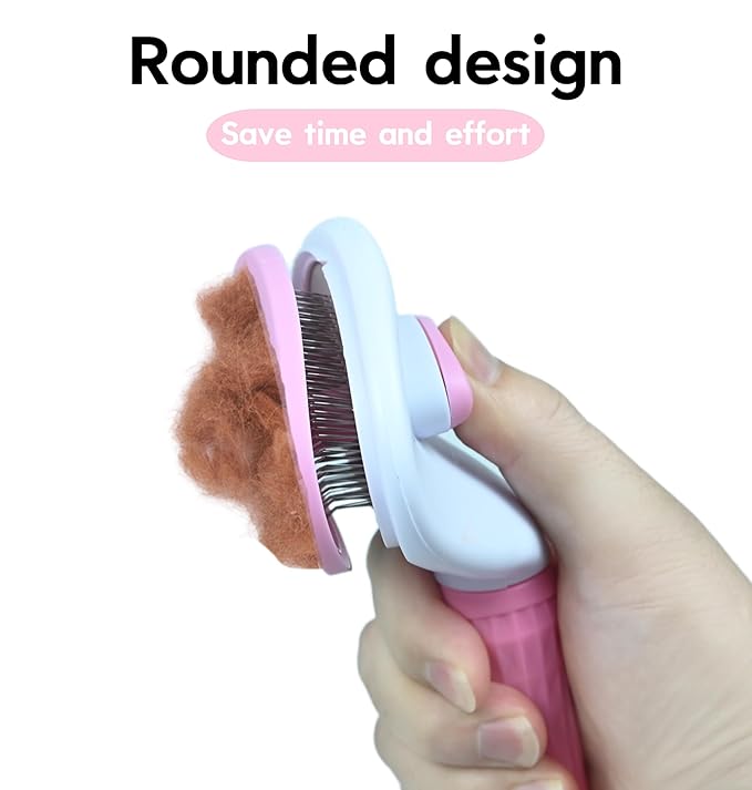 Pet Grooming Combo — Shedding Brush with Metal Comb for Detangling and Removing Undercoat in Long-Haired Dogs and Cats. helping reduce shedding by up to 95%.