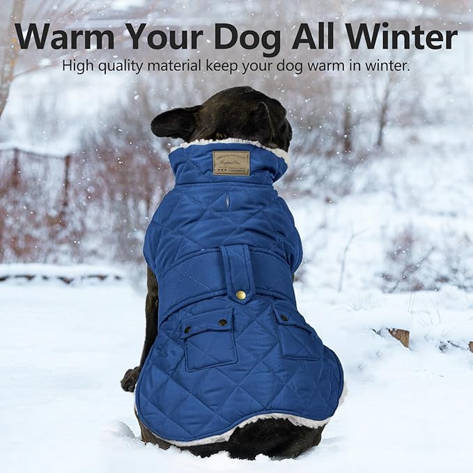 KYEESE Dog Coat Soft Dogs Jacket with Pocket Warm Pet Winter Puffer Coat with Leash Hole Waterproof Pets Clothes for Cold Weather Thick Dog Coats for Medium Dogs Windproof Pet Sweater