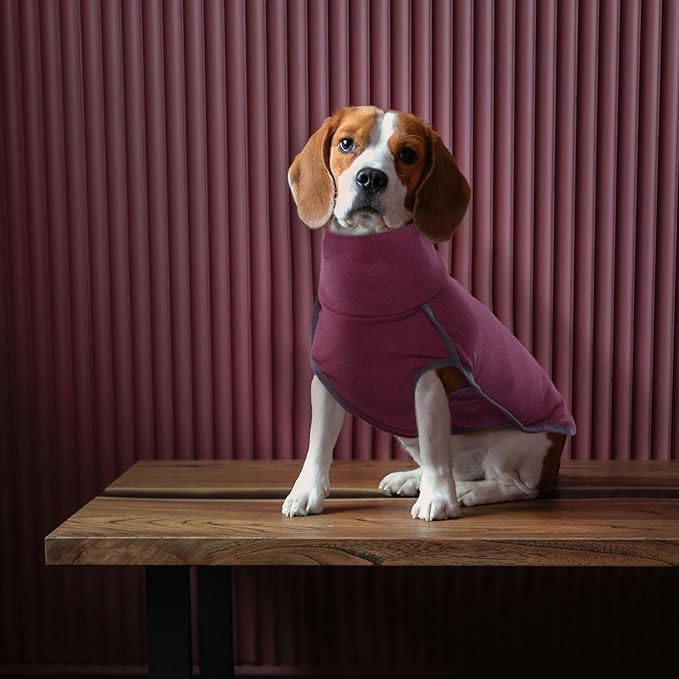 ROZKITCH Fleece Pet Elastic Jumpsuit with Pull Ring, Vest for Cold Weather Winter, Elastic Turtleneck, Sleeveless Pullover Clothes, Lightweight Pet Shirt for Small Medium Large Dogs Red XL