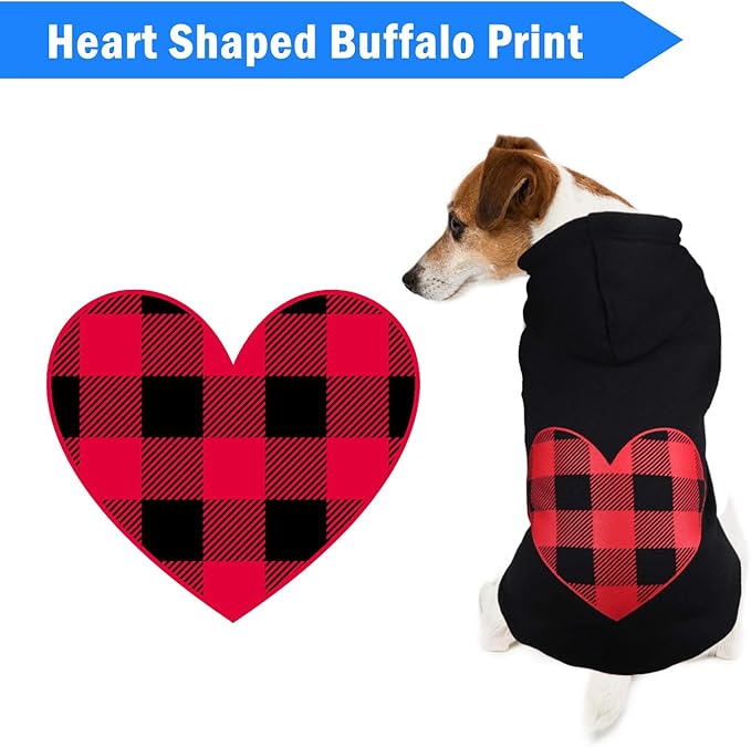 Dog Hoodie Sweater for Dogs Pet Clothes Black Buffalo Plaid Warm and Soft Breathable Cozy(XL)