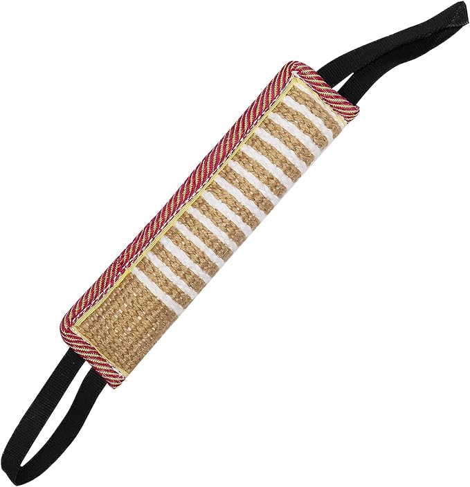 Storystore Dog Tug Toy Dog Training Bite Pillow Jute Bite Toy - Best for Tug of War, Puppy Training Interactive Play - Interactive Toys for Small and Medium Dogs (Striped, 11.8" x 3.15")