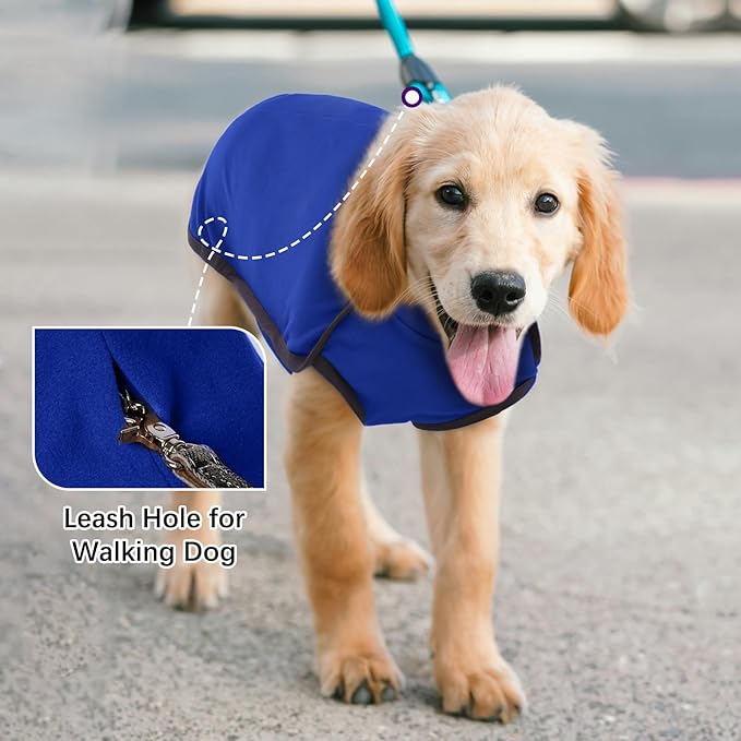 ROZKITCH Turtlenck Dog Pajamas for Medium Dogs, Pet Windproof Warm Cold Weather Jacket Vest Cozy Jumpsuit Apparel Outfit Clothes for Walking Hiking Travel Sleep Blue M