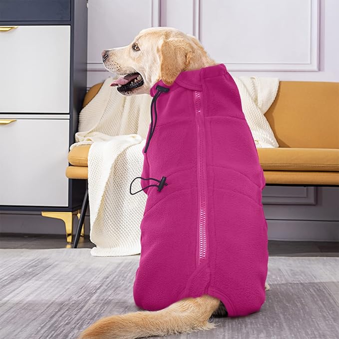 ROZKITCH Pajamas for Large Dogs, Pet Windproof Warm Cold Weather Jacket Vest Cozy Jumpsuit Apparel Outfit Clothes for Small Medium Large Dog Walking Hiking Sleep Pink L