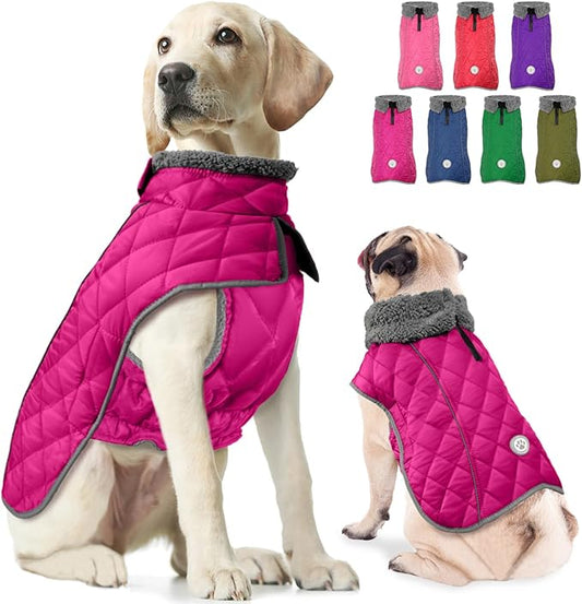 Fragralley Dog Winter Coat, Waterproof Windproof Reflective Fleece Jacket with Harness Hole, Warm Snow Vest for Small Medium Large Dogs, Ideal Gifts