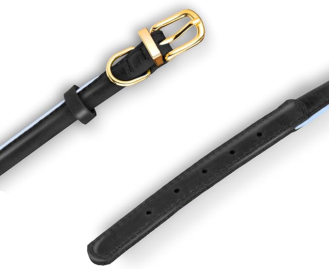 OOPSDOGGY Reflective Rolled Leather Dog Collar Adjustable Soft Padded Pet Collar for Small Medium Large Breed Dogs (Black, L, 14"-18")