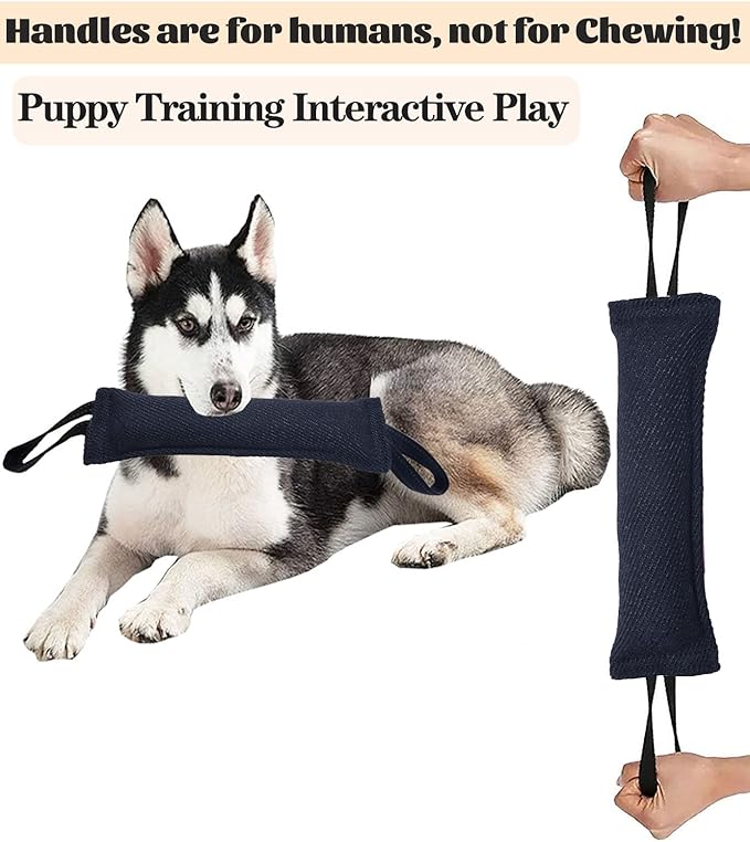 Clysoru Dog Tug Toy Dog，Double Pack Tough Jute Bite Pillow Training Equipment - Puppy to Large Dogs Interactive Toy. (Red Black)