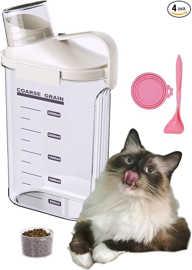 5-7lb Dog Food Storage Containers, Cat Food Container for 5-7 lbs, Dog food storage Airtight Storage with Measuring Cup, Can Lid and Can Scoop
