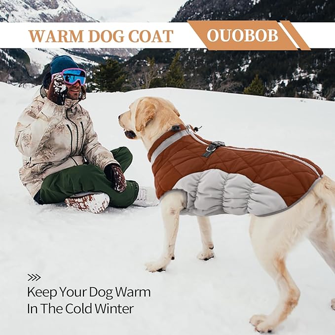 Small Dog Coat,Dog Jackets for Small Dogs,Warm Winter Jacket, Puppy Coat with Harness Built in,Waterproof Dogs Jacket,Puppy Cold Weather Coats,Winter Clothes Snowsuit Shih Tzu Bichon,Brown