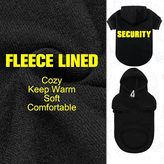 EXPAWLORER Security Dog Hoodie Puppy Sweater - Dog Sweatshirt Soft Fleece Lined Pet Clothes, Cold Weather Hooded Jacket Coat Keep Warm for Small Medium Large Dogs, 4X-Large