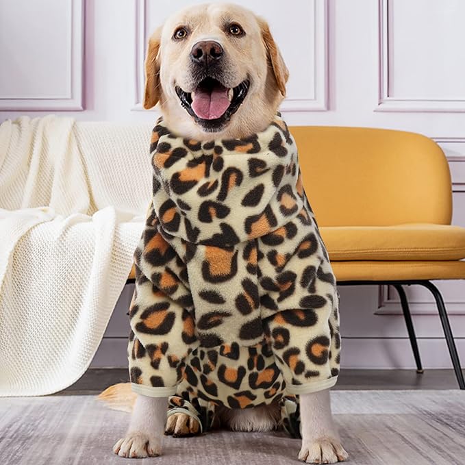 ROZKITCH Full Body Dog Sweater, Pet Windproof Warm Cold Weather Jacket Vest with Luminous Zipper, Jumpsuit Apparel Outfit Clothes for Small Medium Large Dog Brown 2XL