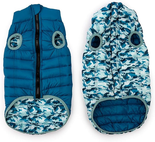 Winchester Pet Premium Reversible Dog Puffer Vest, Blue, Medium