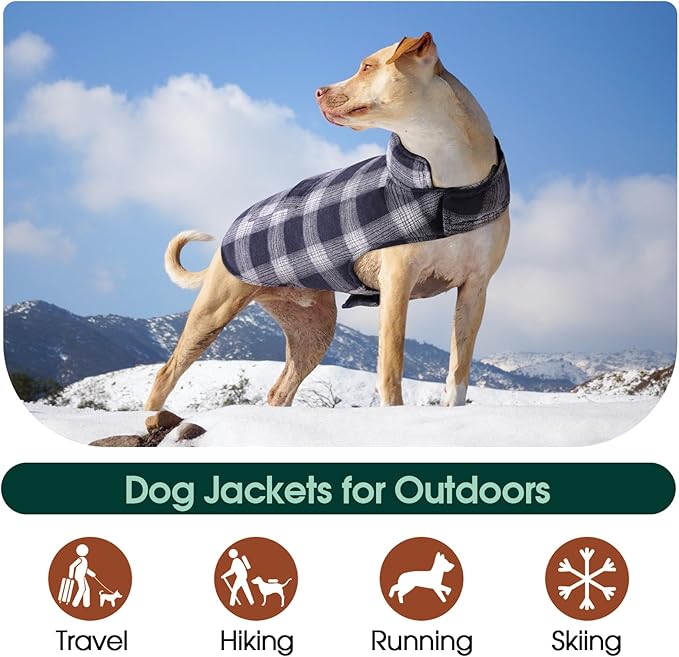 Kuoser Reversible Dog Jacket, Warm Winter Coat for Large Dogs, Warm Windproof Pet Cold Weather Clothes, Blue XXL
