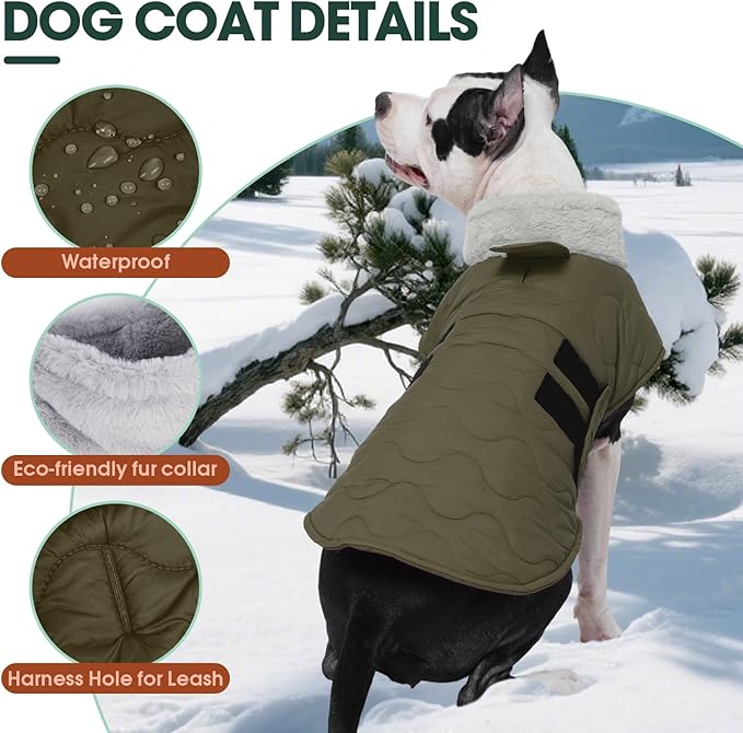 Kuoser XXXL Giant Dog Coat | Great Dane -20°C Arctic Jacket - Adjustble Hook Loop & Full Belly Wrap