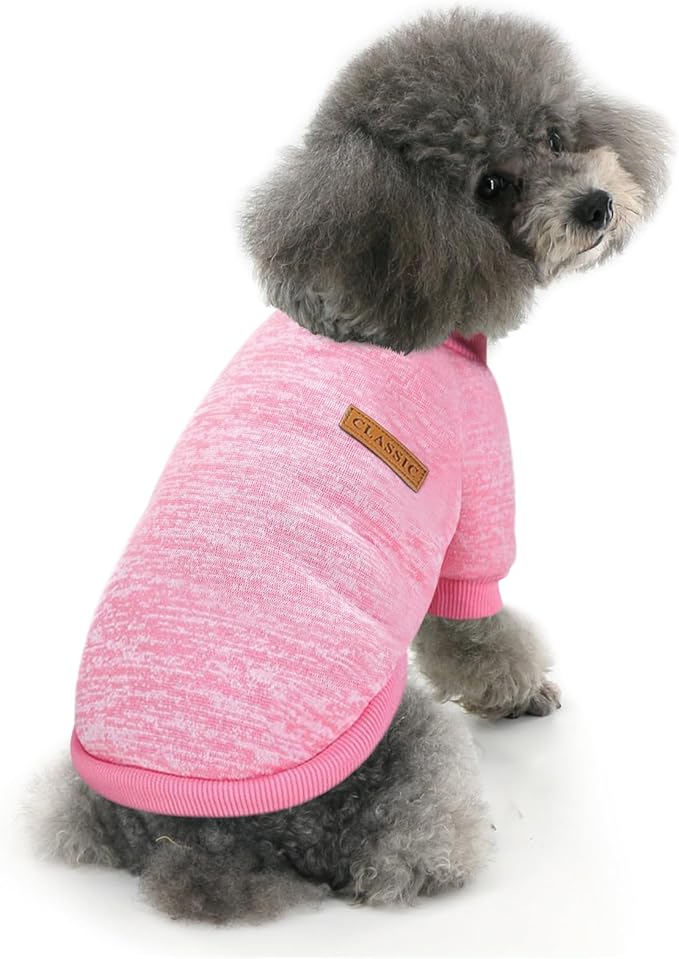 Idepet Pet Dog Classic Sweater, Fleece Coat for Small,Medium Dog,Warm Pet Dog Cat Clothes,Soft Puppy Customes 2 Color (XL, Pink)