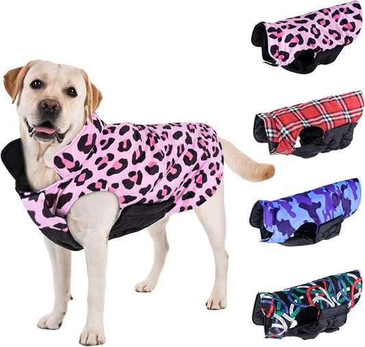 CuteBone Winter Dog Jacket - Windproof Reversible Vest with Leash Hole - Soft, Thick Coat for Small to Large Dogs - Waterproof, Adjustable Cold Weather Coat
