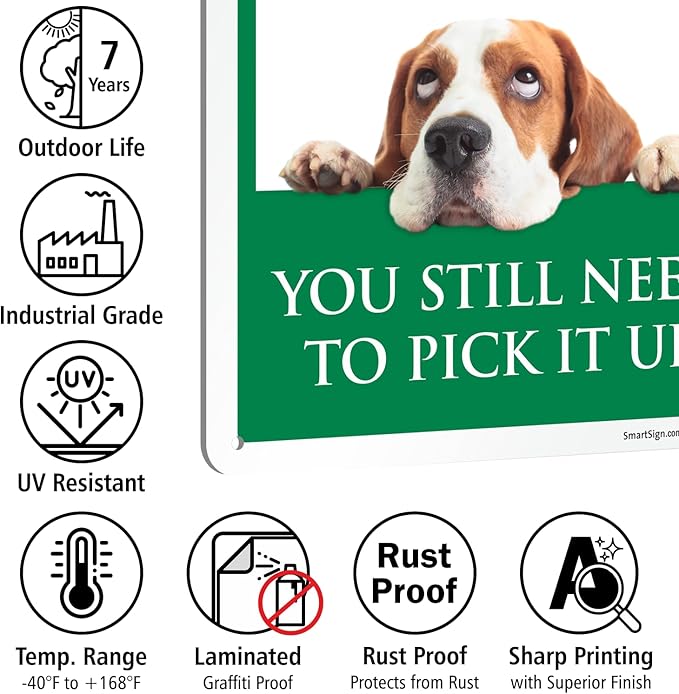 SmartSign Funny 'If Your Dog Poops And No One Is Watching You Pick It Up' Sign with Cute Dog Graphic, 14" x 10", 40 mil Laminated Rustproof Aluminum - Metal Signs for Dog Parks, Outdoors, USA-Made