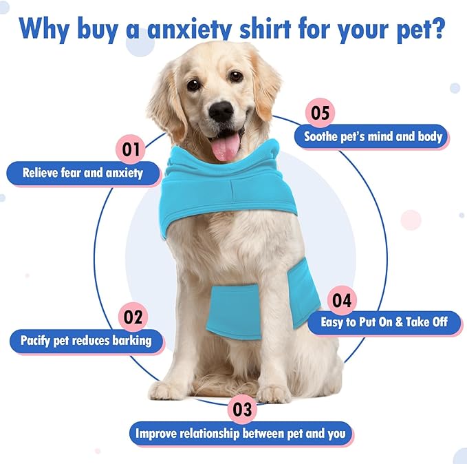 X-Small Vest for Dogs Anxiety,Sleeveless Lightweight Calming Shirt | Adjustable Chest & Hood Neck Wraps for Puppy,Anti-Anxiety Jacket for Chill,Fireworks,Sound(Blue)