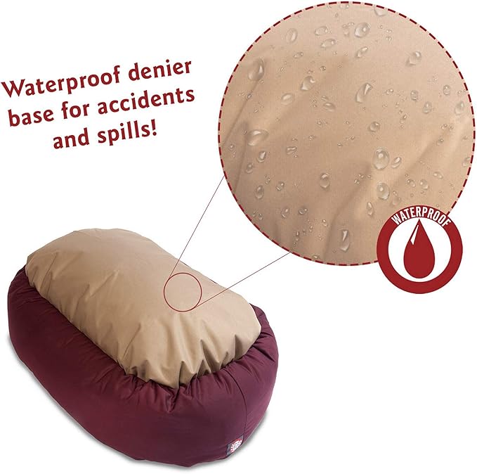 Majestic Pet 24 Inch Bagel Calming Dog Bed Washable – Cozy Soft Round Pet Bed with Spine Support for Dogs to Rest their Head - Fluffy Donut Puppy Bed 24x19x7 (Inch) - Small – Burgundy