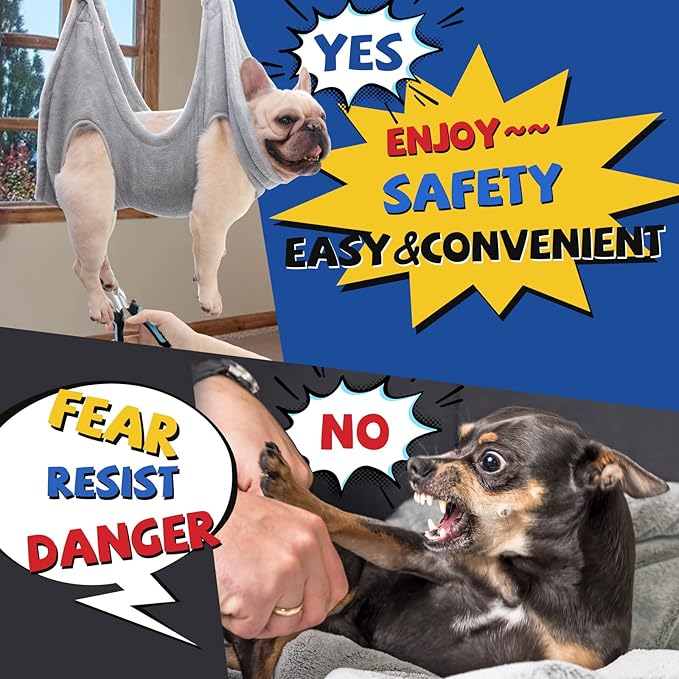 Dog Grooming Kit - Hammock, Harness, Nail Clipper for Cats and Dogs, Claw Care (S)