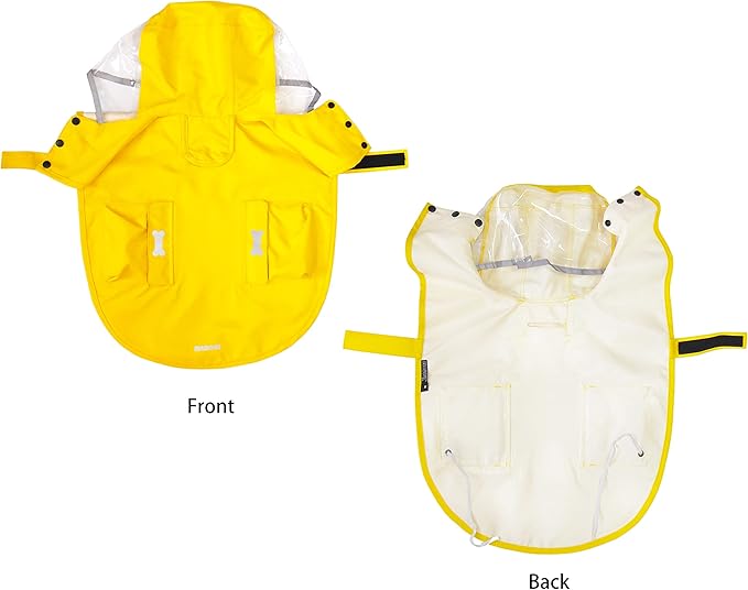 Waterproof Dog Raincoat, Adjustable Reflective Lightweight Pet Rain Clothes with Poncho Hood (Large, Yellow)