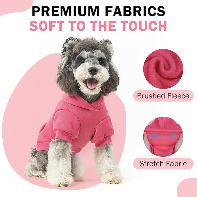SCENEREAL Dog Hoodie Sweaters for Small Medium Large Size Dogs, Fleece Dog Sweatshirt with Hat and Pocket,Soft Cold Winter All Weather Dog Clothes for S to XL Sized Dogs, Pink XL