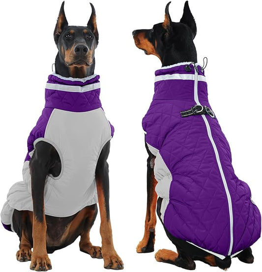 Dog Winter Jacket Cozy Reflective Waterproof Windproof Warm Pet Garment,Comfortable Cold Weather Fleece Apparel Outfits with Zipper Closure for Small Medium Large Dogs Puppy Walking,XXX-Large