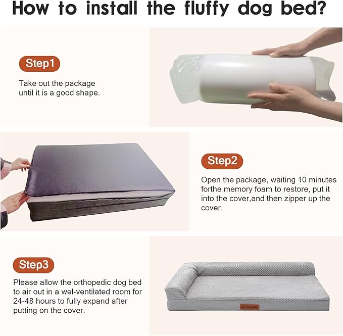 Orthopedic Dog Bed Medium Size Dog, Memory Foam Pet Bed for Small and Medium Dogs, Washable Removable Cover, Nonskid Bottom, Waterproof, 30x20x6 Inches, Light Grey