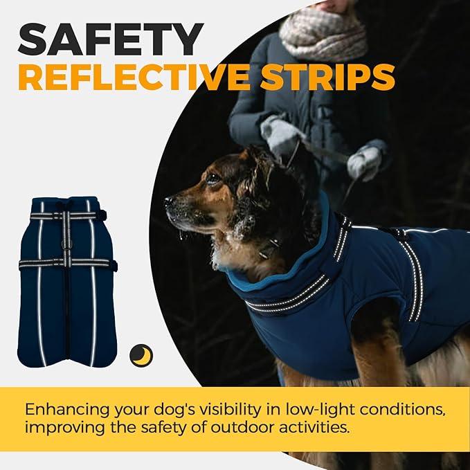 Lelepet Waterproof Dog Jacket with Harness Built in Warm Dog Winter Coat, Reflective Jacket Fleece Jacket, Dogs Coats for Small Dogs, Thermal Pet Snowsuit for Cold Weather, Yorkshire, Shih Tzu, Blue S