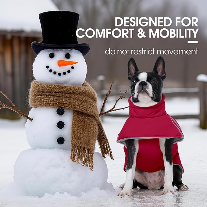 FUAMEY Dog Cold Weather Coats,Dog Winter Jackets for Small Dogs Warm Dogs Coat with Reflective Strips Waterproof Pet Snowsuit Thick Paded Pets Vest for Yorkshire Chihuahua Wine Red S