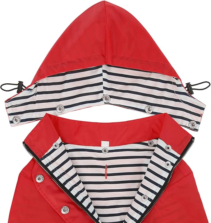 HDE Dog Raincoat Poncho Double Layer Zip Rain Jacket with Removable Hood, Leash Hole for Small to 3XL Dogs and Puppies Red - 2XL