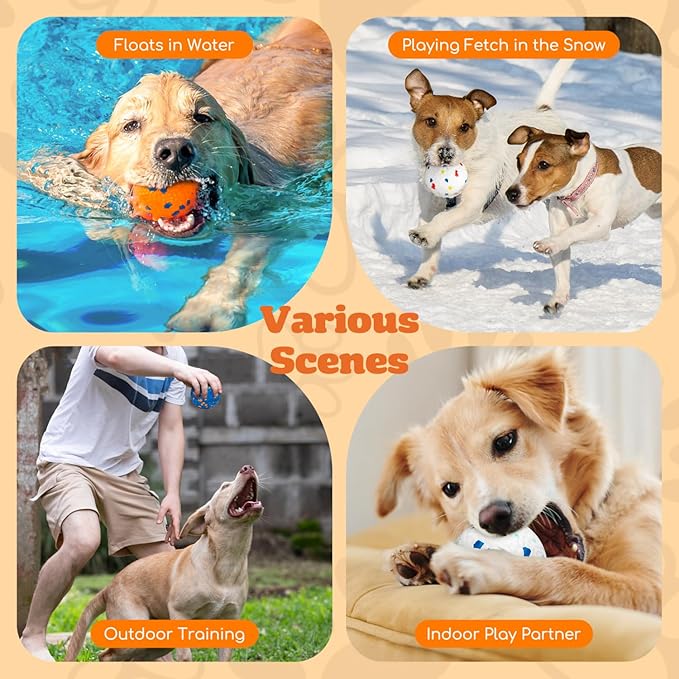 Nobleza Dog Toy Tennis Bouncy Training Balls, 6 Pack 2.75'' Aggressive Chewer Teething Durable Floating, Interactive Popcorn Ball for Medium Small Pet Puppy