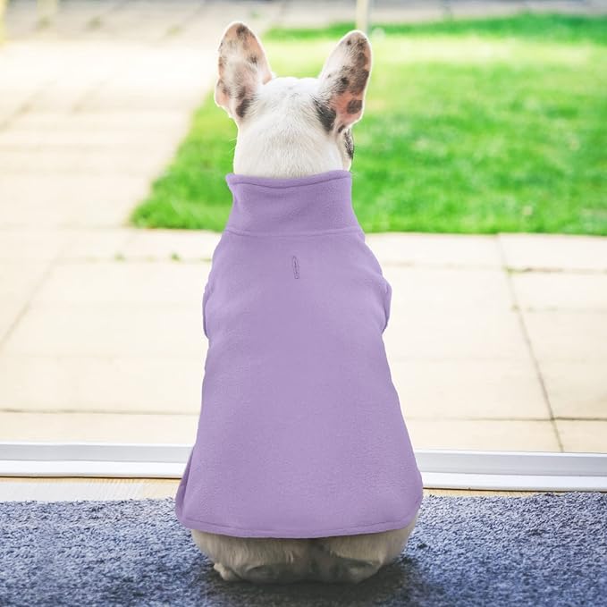 FUAMEY Dog Fleece Vest for Small Dogs,Warm Stretchy Dog Sweatshirts Pullover with Leash Hole Dogs Sweater Soft Pet Turtleneck Cozy Pet Vest Lightweight Sleeveless Purple S