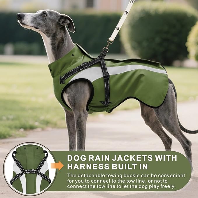 Mosucoirl Dog Raincoat Waterproof Raincoats for Dog Reflective Dogs Rain Jackets with Hood Hoodie Pet Rain Poncho Coat for Small Medium Large Dogs Puppies S-XXL (Green, M)