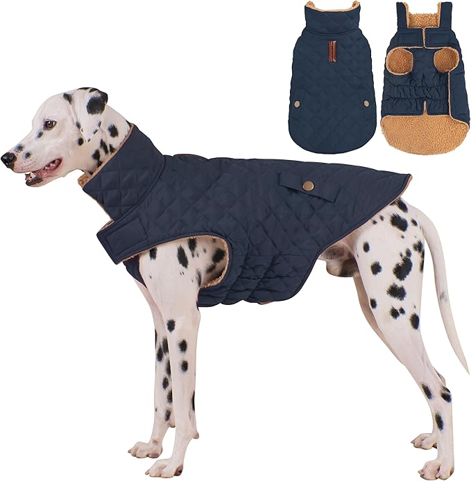 Dog Winter Coat, Waterproof Warm Dog Jackets for Large Dogs Boy, Adjustable Pet Vest Windproof Cold Weather Clothes Dogs Snowsuit with Leash Hole, Navy XX-Large