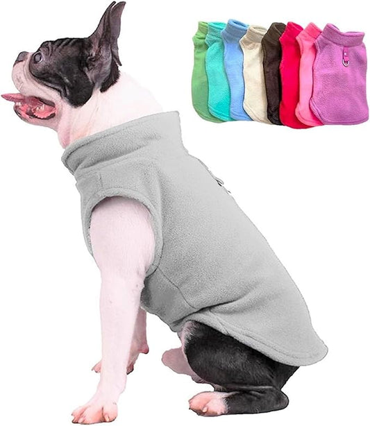 JACKO & CO - Fleece Vest Dog Sweater with Leash Ring - Soft, Warm & Lightweight Pullover Coat for Small & Medium Dogs, Puppies & Cats - Cozy Fall/Winter/Spring Pet Jacket (Grey, X-Small 2-4lbs)