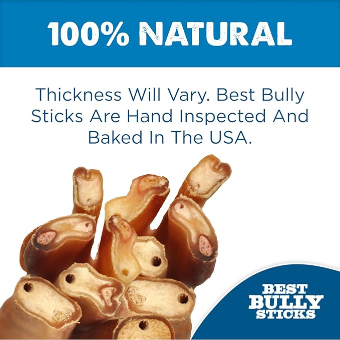 Best Bully Sticks 6 Inch Jumbo Bully Sticks for Dogs - 12 Count (Pack of 1) - Natural Grass-Fed Beef, Single Ingredient, Grain and Rawhide Free Chew, Large Breeds