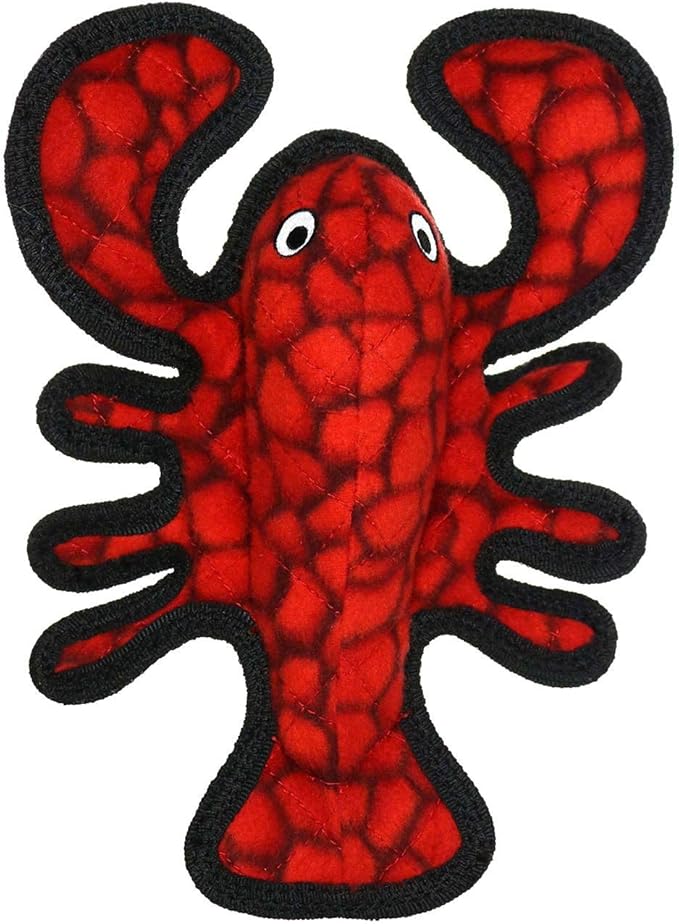 TUFFY - World's Tuffest Soft Dog Toy - Ocean Larry Lobster -Squeakers - Multiple Layers. Made Durable, Strong & Tough. Interactive Play (Tug, Toss & Fetch). Machine Washable & Floats. (Junior 2 Pack)