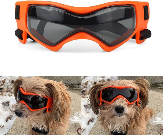 PETLESO Dog Goggles Medium Breed, Dog Sunglasses Small Breed Eye Sun Light Protection, UV Protection Goggles for Pet with Adjustable Straps, Medium Orange