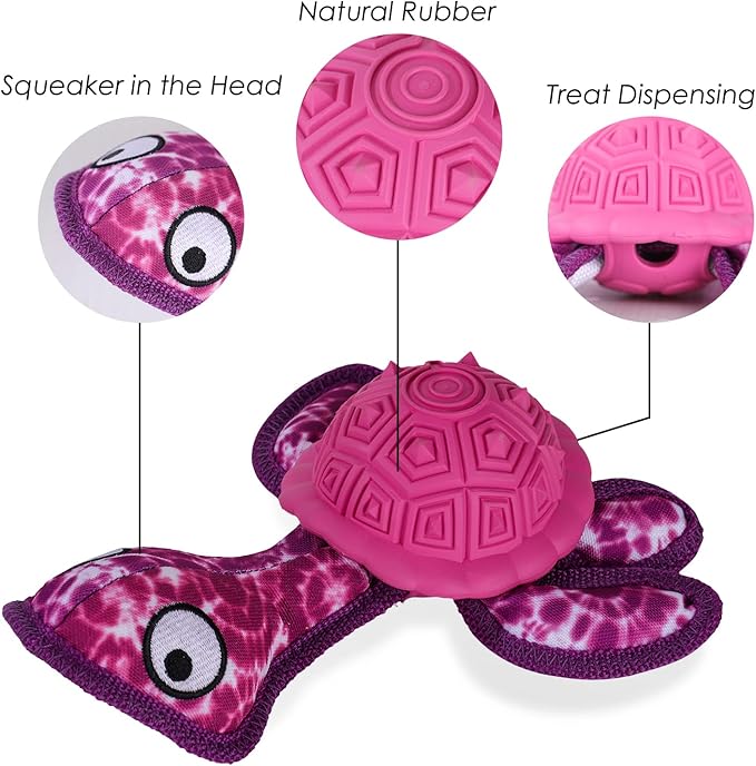 Dog Chew Toys,Puppy Teeth Chew Toys Durable Rubber Material Turtle Shape Dog Toys with 2 Tennis Ball (Red)
