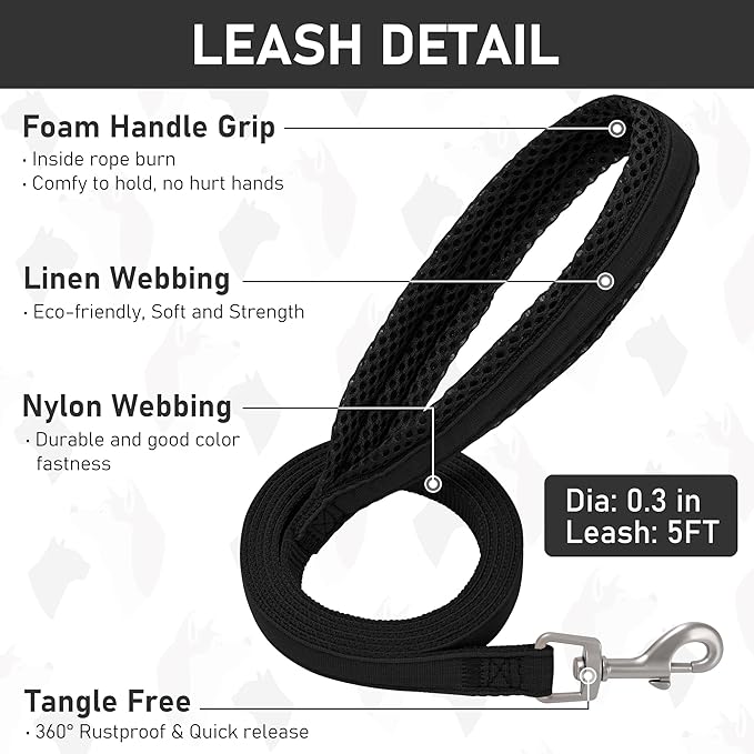 GAMUDA Small Dog Harness Collar and Leash Set, Step in No Chock No Pull Linen Fabric Soft Mesh Dog Vest Harnesses Reflective for Dogs Puppy Cats Kitten Rabbit (Black, XL)