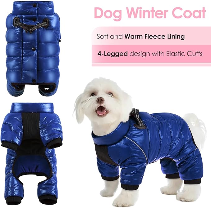 AOFITEE Dog Coat, Waterproof Dogs Jacket for Winter, Warm Fullbody Small Dog Snowsuit, Winter Coat for Small Dogs, Zip Up Pet Puffer Jacket Fleece Vest, Outdoor Reflective Pet Snow Jackets, XXL